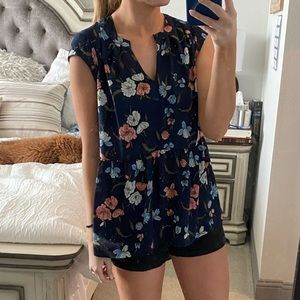 Navy Floral Blouse